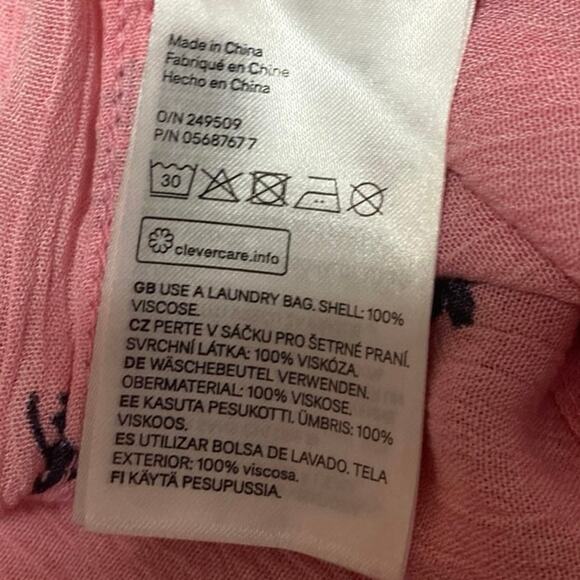 NEW H&M Pink Floral Tassel Tie Long Balloon Sleeve Boho Blouse Top Size 10 - Picture 4 of 4